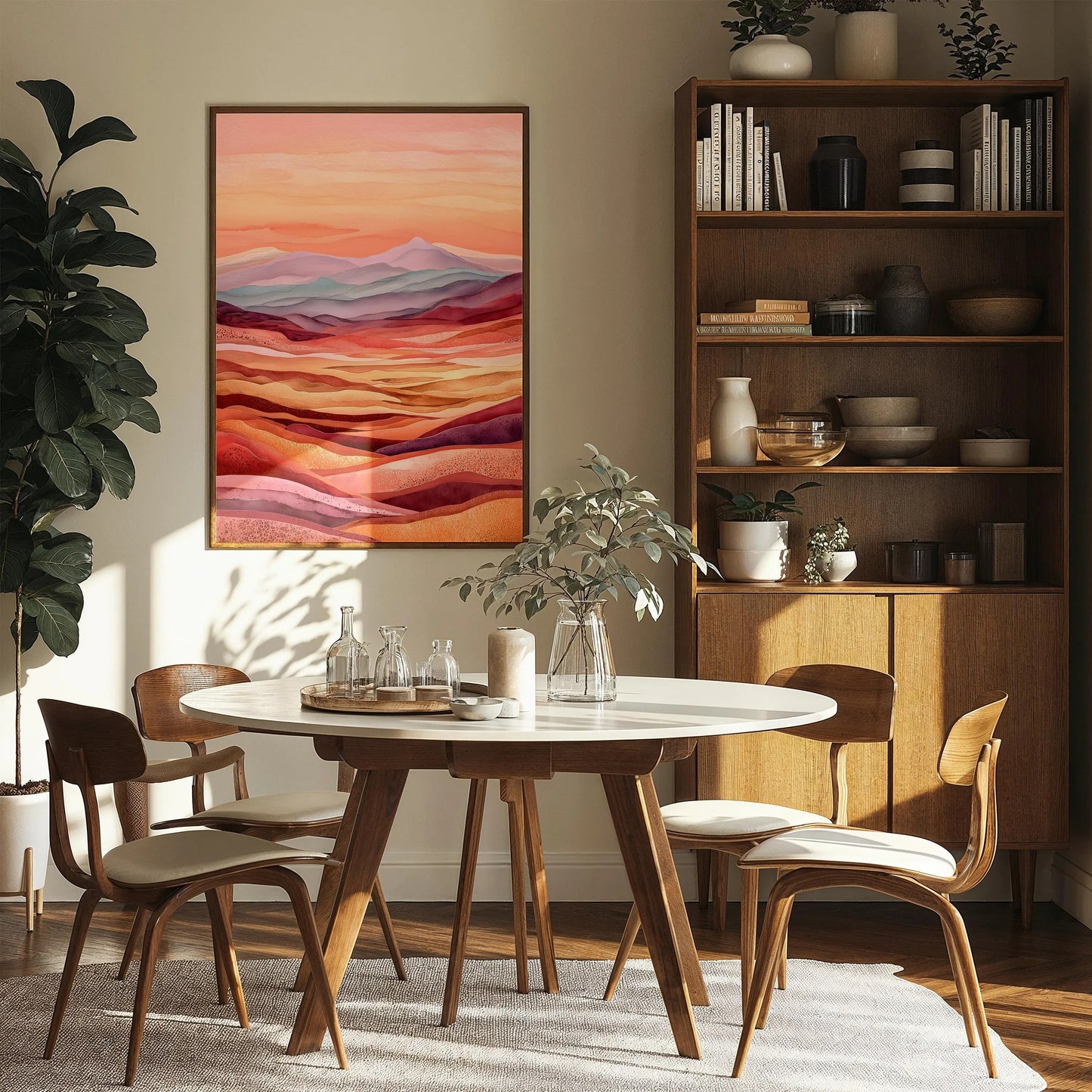 Warm Abstract Desert Mountain Print, Earth Tone Landscape Wall Art
